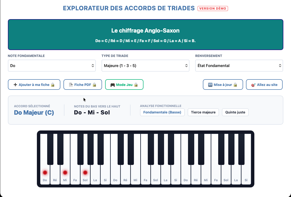 logiciel des triades Piano